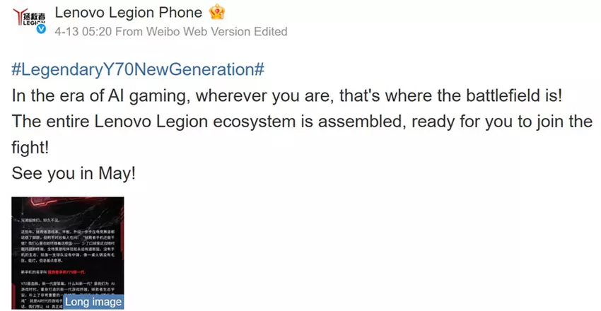 Teaser nowego smartfona gamingowego Lenovo Legion