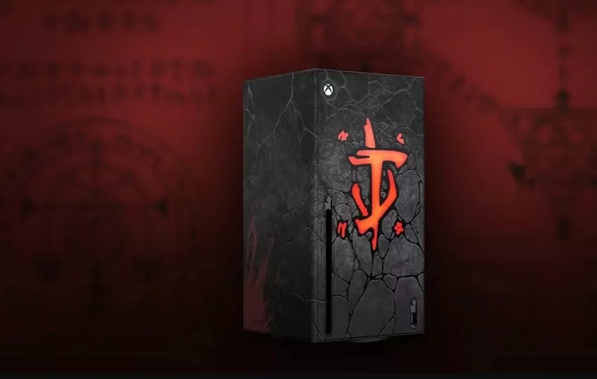 Panel do Xbox Series X w stylu DOOM: The Dark Ages