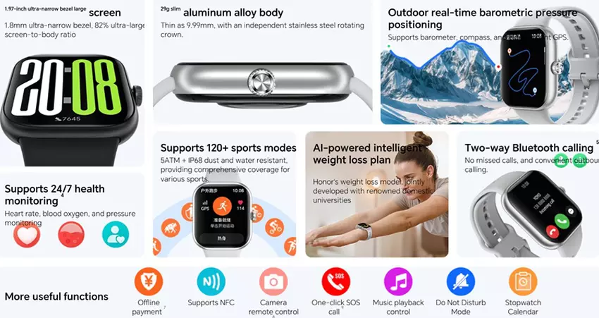 Honor Watch X5 z 1,97-calowym ekranem AMOLED