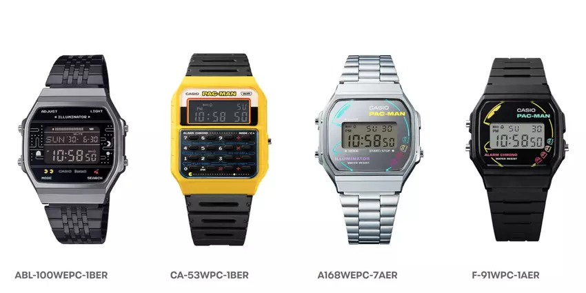 Kolekcja zegarków Casio Pac-Man: jasne modele z Bluetooth i kalkulatorem dostępne w Europie