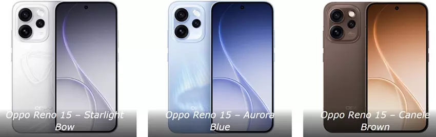 Oppo Reno 15 w trzech kolorach
