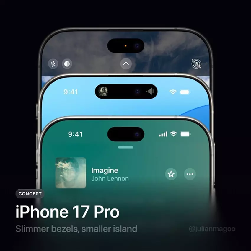 Obraz koncepcyjny nowej Dynamicznej Wyspy w iPhonie 17 Pro