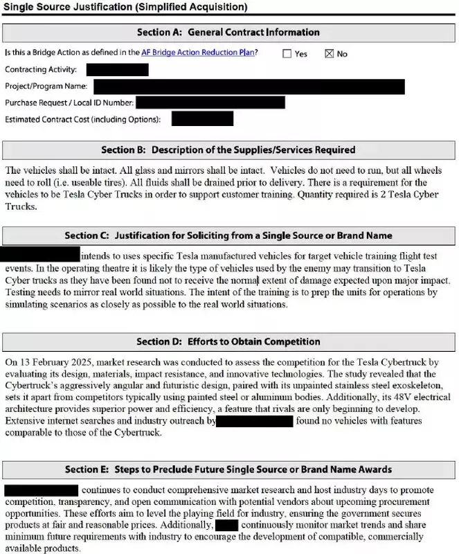 Uzasadnienie potrzeby zakupu Tesla Cybertruck do wykorzystania jako cele