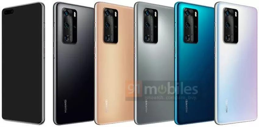 Huawei P40 Pro na oficjalnych renderach prasowych: pięć kolorów, wyświetlacz z „dziurą” i kamera z czterema modułami