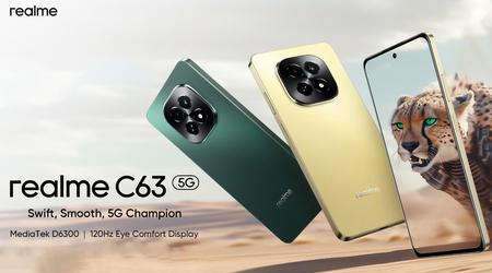 realme C63 5G: wyświetlacz 120 Hz, układ MediaTek Dimensity 6300, stopień ochrony IP54 i bateria 5000 mAh za 119 USD