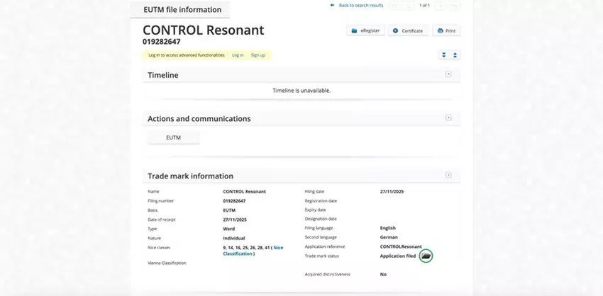 Control Resonant znak towarowy od Remedy Entertainment