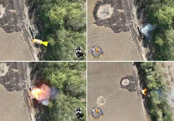 Ukraiński dron skutecznie spalił wnętrze czołgu ...