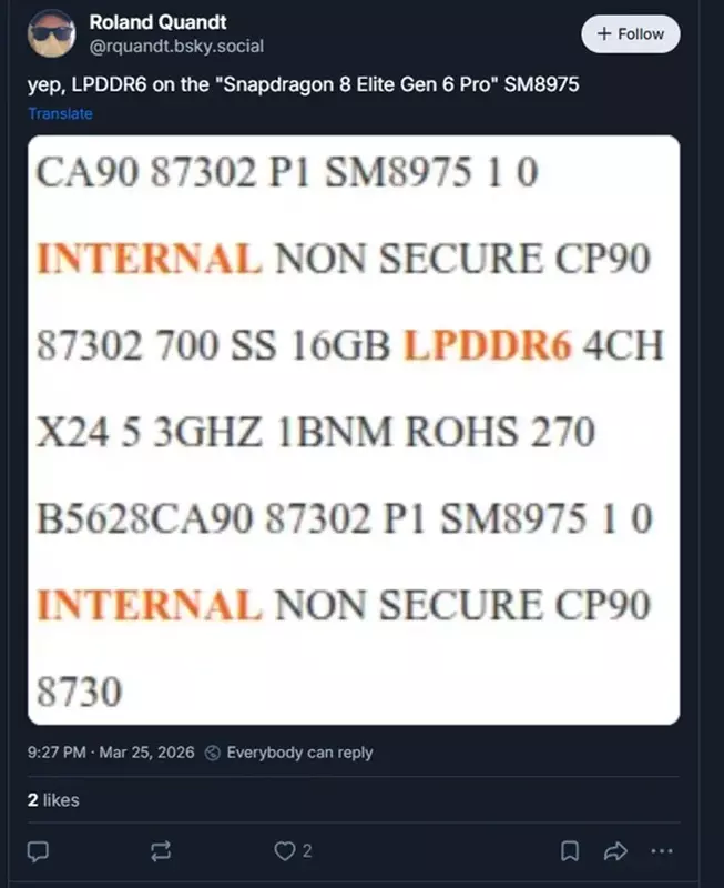 Obraz chipu Snapdragon 8 Elite Gen 6 Pro