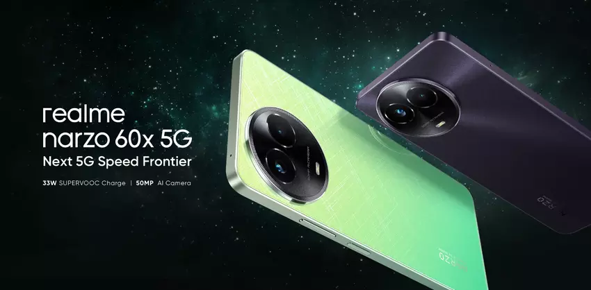 realme Narzo 60x 5G: wyświetlacz 120 Hz, układ MediaTek Dimensity 6100 Plus i ładowanie 33 W za 150 USD