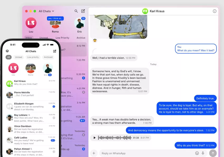 Zrzut ekranu uniwersalnego komunikatora Beeper