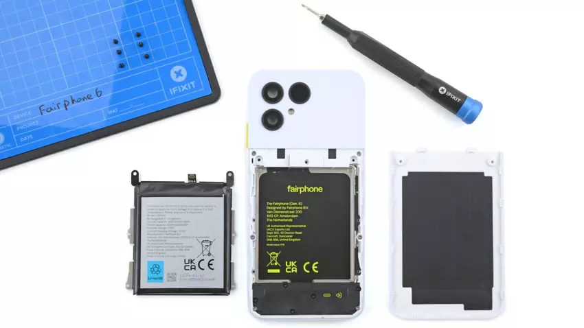 Łatwość naprawy Fairphone 6. Ilustracja: iFixit
