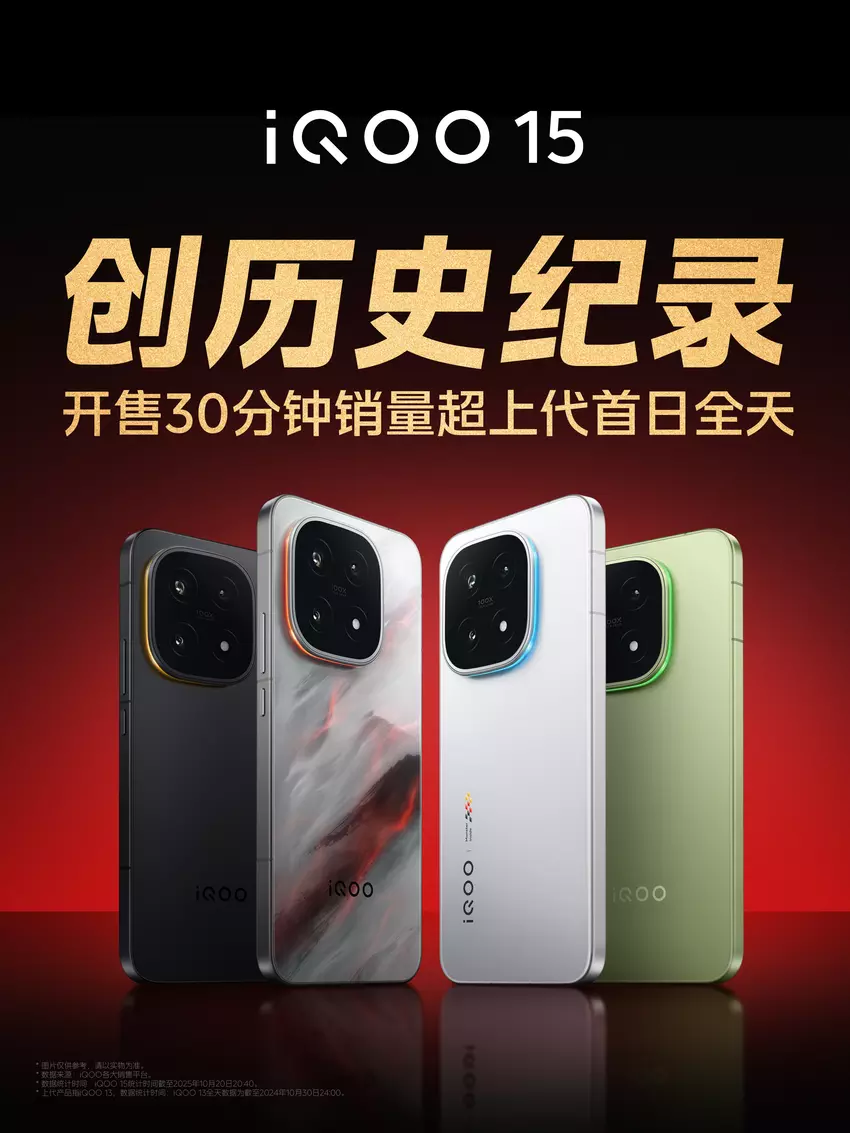 iQOO 15 w pół godziny sprzedał się w większym nakładzie niż iQOO 13 przez cały pierwszy dzień