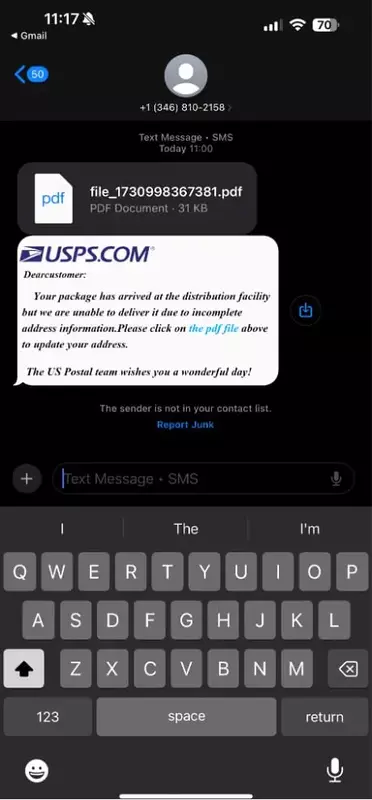 Przykład ataku phishingowego wykorzystującego plik PDF.