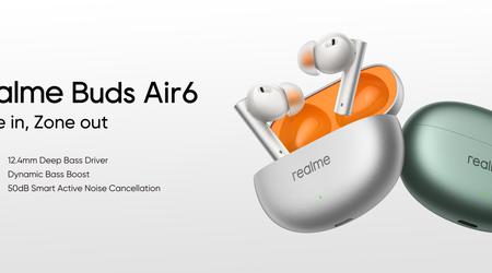 Realme Buds Air 6 z ANC, obsługą LHDC, do 40 godzin pracy na baterii i ceną 39 USD zadebiutował poza Chinami