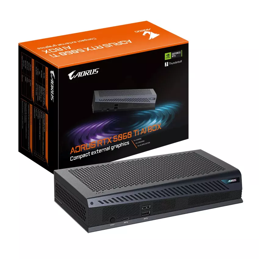 Kompaktowa AORUS GeForce RTX 5060 Ti AI BOX. Ilustracja: Gigabyte