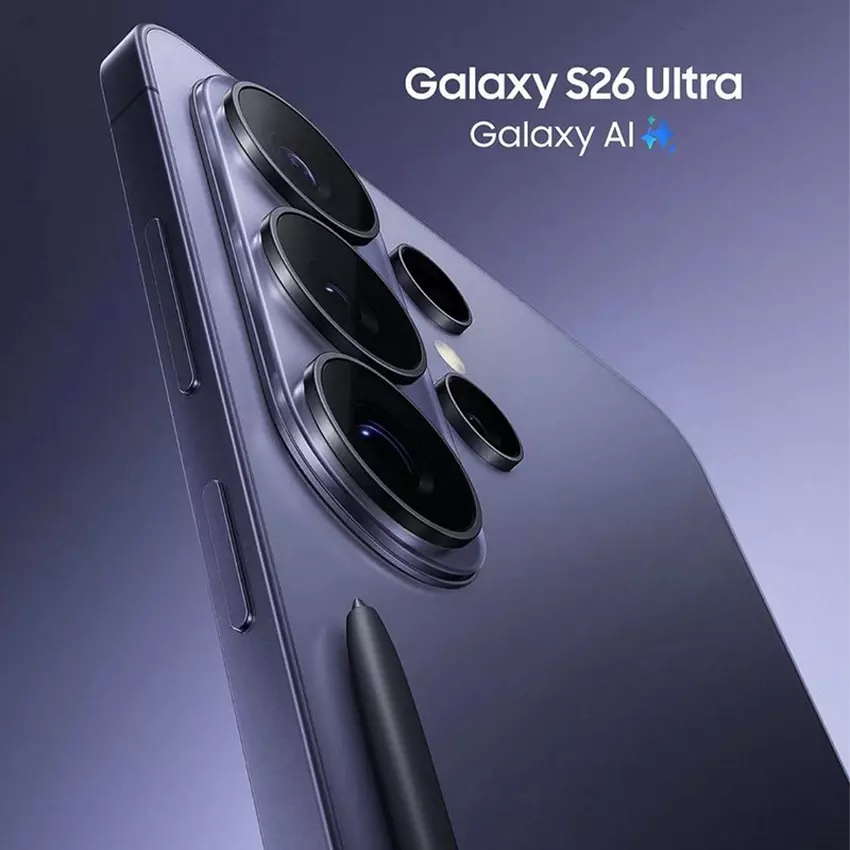 Render Galaxy S26 Ultra w kolorze 'Kobaltowy fiolet'