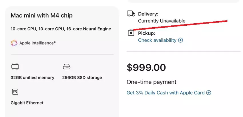 Niedobór Mac mini i Mac Studio w sklepie Apple