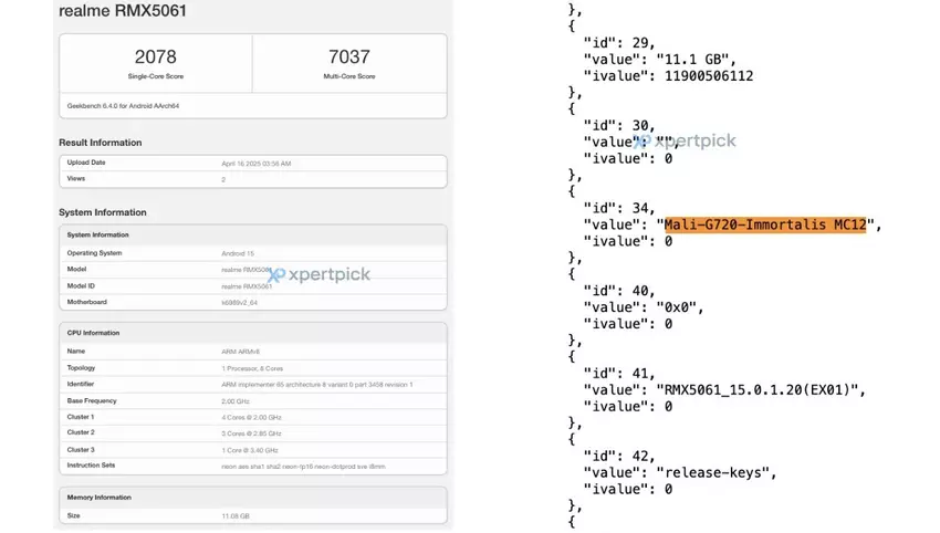 Informacje o przypuszczalnym Realme GT 7 w Geekbench