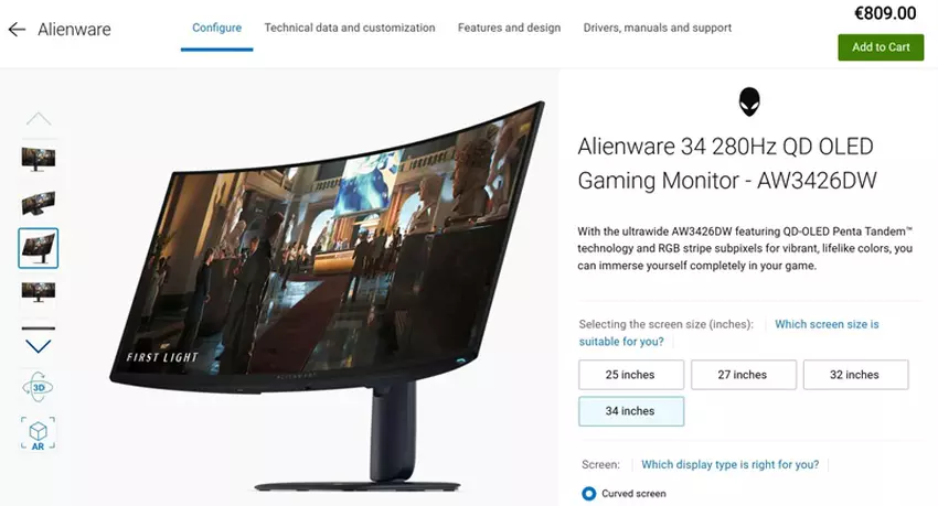 Alienware AW3426DW w Niemczech