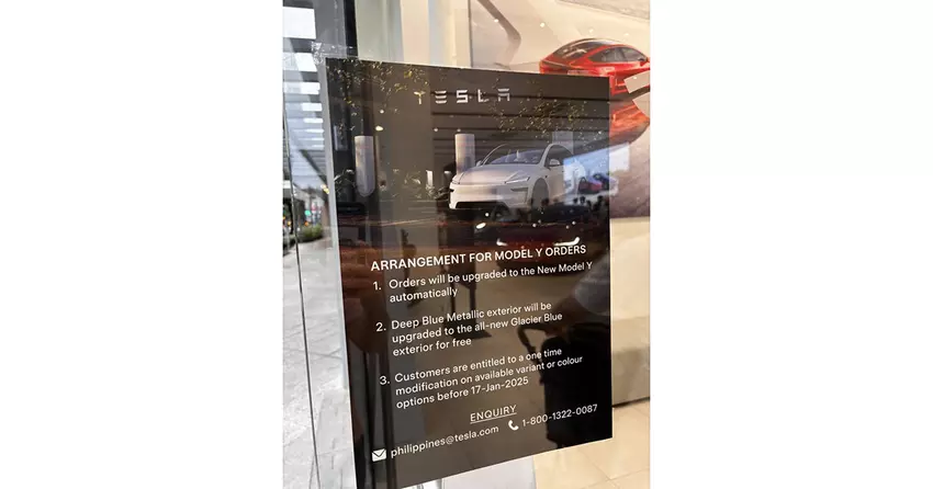 Ogłoszenie o aktualizacji zamówienia Tesla Model Y na Filipinach