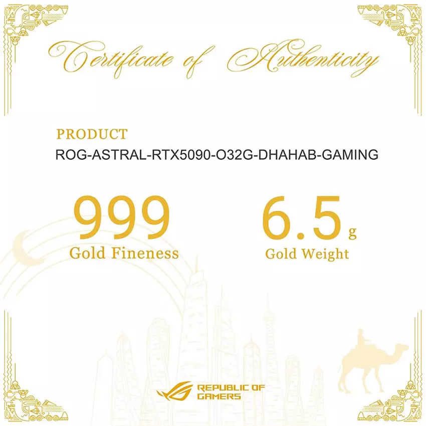Złota karta graficzna RTX 5090