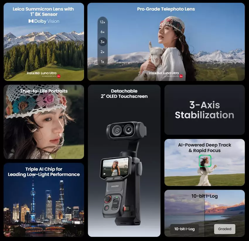 Kamera Insta360 Luna Ultra z wyświetlaczem OLED