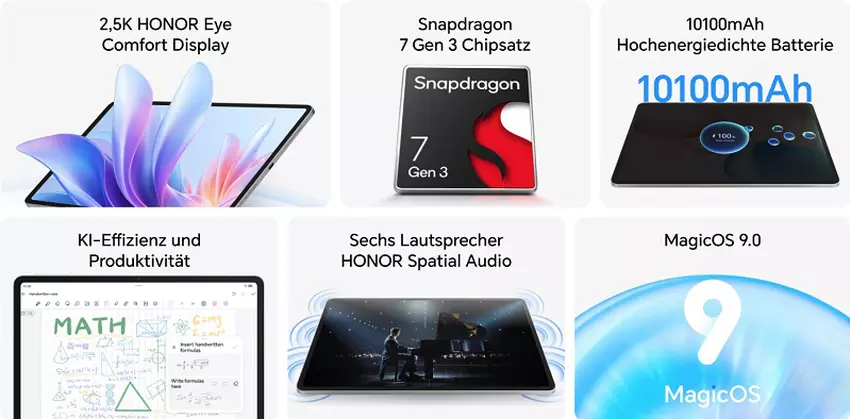 Honor Pad 10 w niebieskim i szarym kolorze