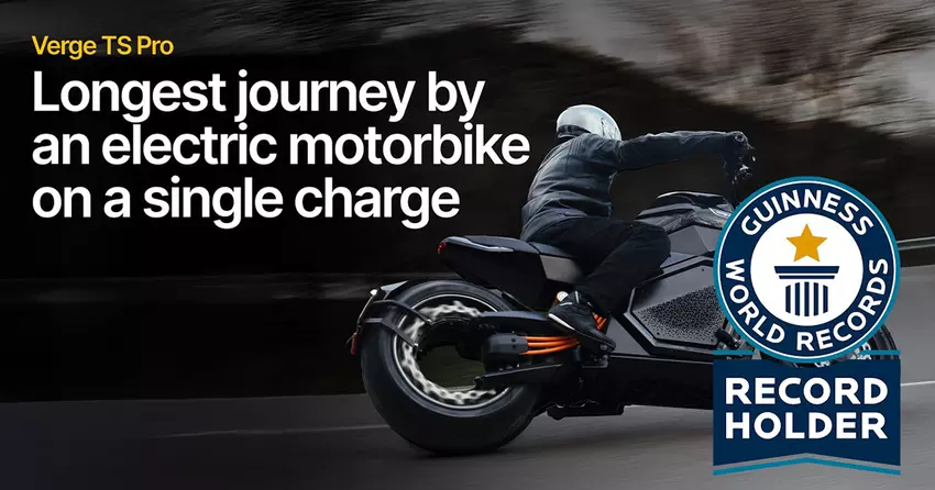 Elektromotocykl Verge TS Pro ustanowił rekord zasięgu na jednym ładowaniu