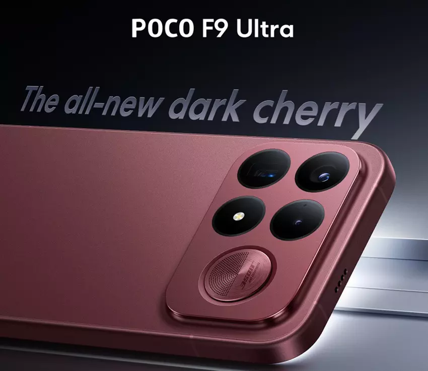 Smartfon POCO F9 w czerwonym kolorze Dark Cherry