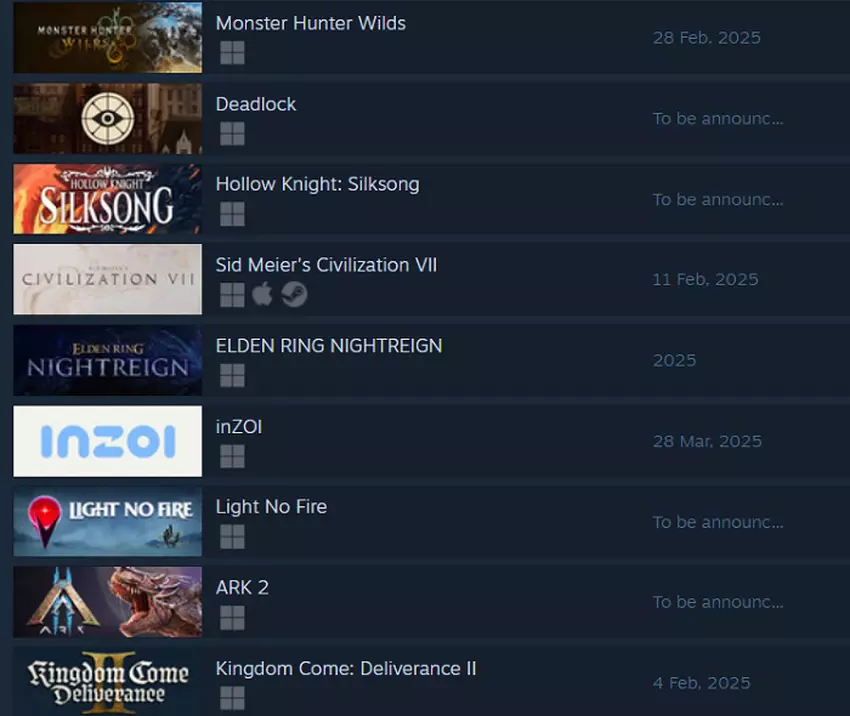 Zrzut ekranu z gry Monster Hunter Wilds na platformie Steam