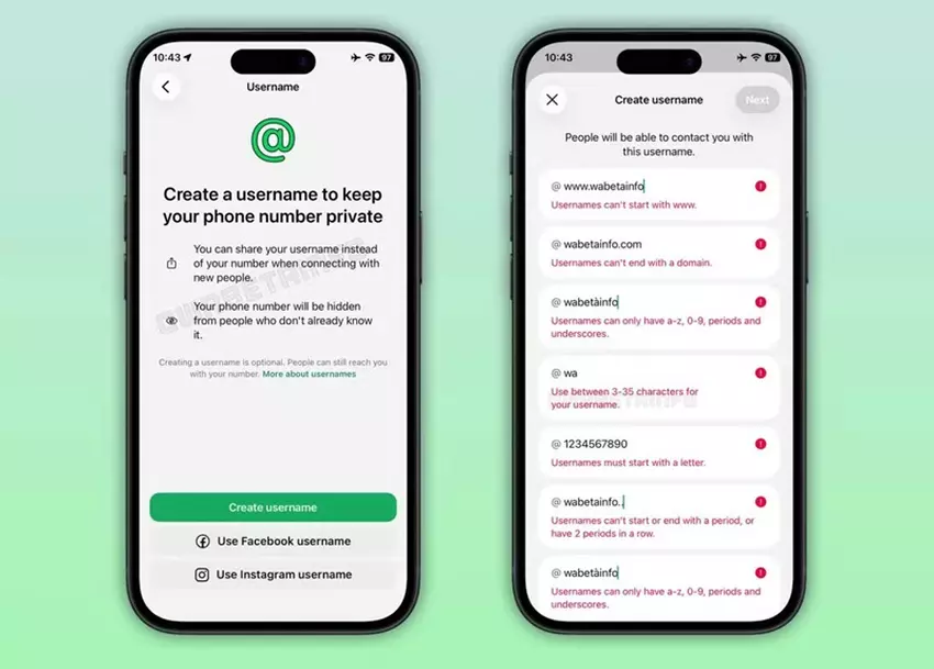 Funkcja nazwy użytkownika WhatsApp