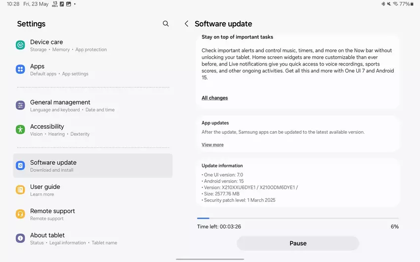 Aktualizacja One UI 7 dla Galaxy Tab A9+