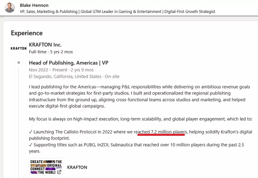 Strona Blake Hennon na LinkedIn