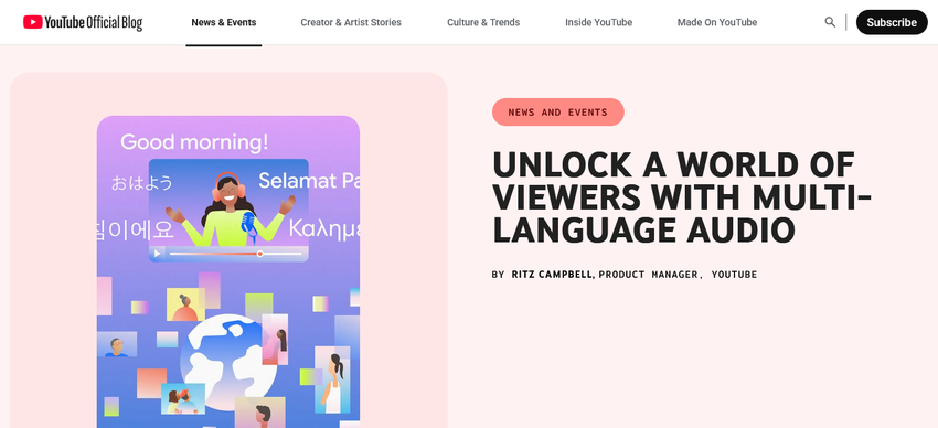 YouTube wprowadza funkcję dubbingowania wideo dla wszystkich twórców