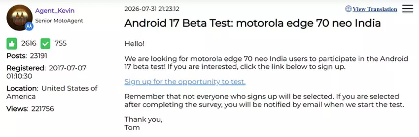 Motorola przygotowuje Edge 70 Neo