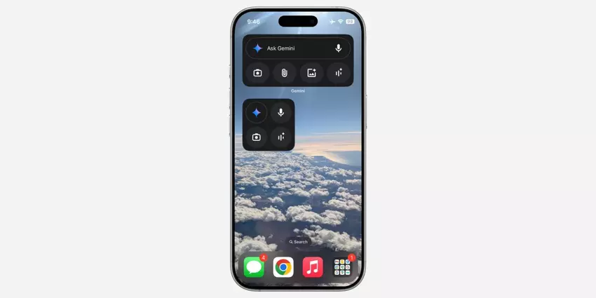 Na iPhone pojawiły się nowe widgety Gemini — z mikrofonem, kamerą i trybem Live