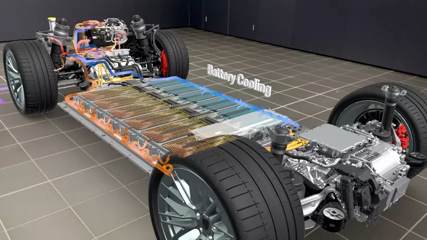 Bateria i rozmieszczenie silników Porsche Cayenne Electric