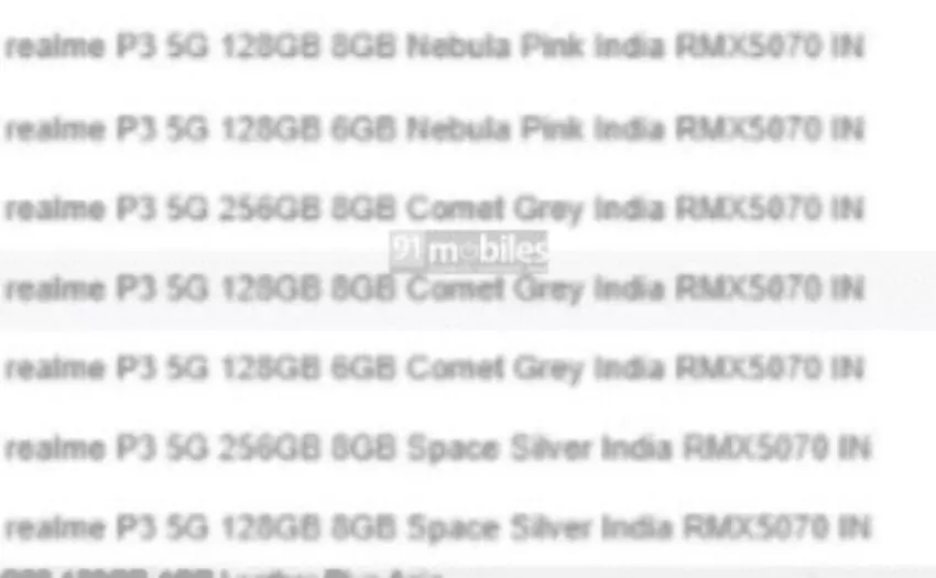 Wyciek informacji o Realme P3