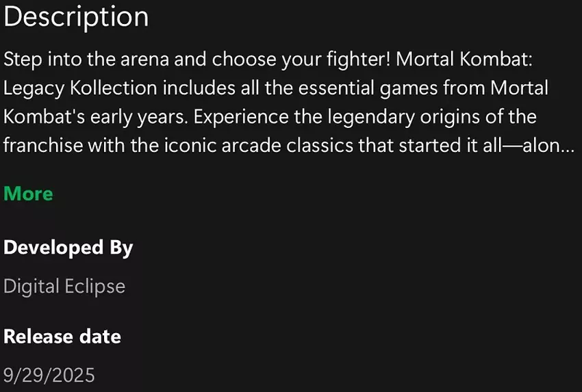 Zrzut ekranu Mortal Kombat: Legacy Kollection