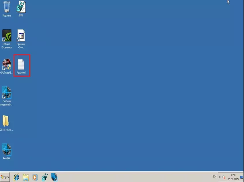 Zrzut ekranu z plikiem 'Password' na pulpicie komputera Windows. Ilustracja: Cyberpartyzanci Białorusi