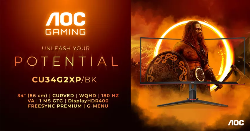 AOC Gaming CU34G2XP/BK - kosztujący 339 GBP monitor do gier WQHD z częstotliwością odświeżania 180 Hz