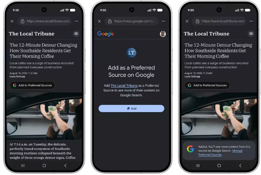 Przycisk Google Preferowane Źródła