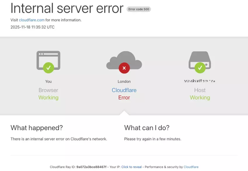 Zdjęcie awarii Cloudflare
