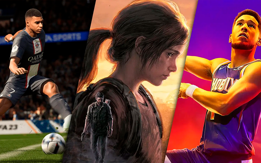 Gry, w które najczęściej grano we wrześniu na PlayStation 5. Pierwsza trójka to NBA 2K23, FIFA 23 i The Last of Us Part I
