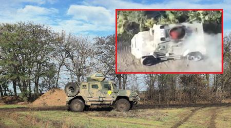 Dron FPV zniszczył najnowszy rosyjski MRAP AMN-59051 z ulepszonymi zabezpieczeniami, który został wprowadzony w 2022 roku.