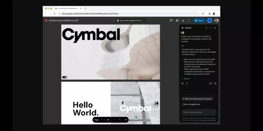 Dysk Google wprowadza integrację paska bocznego Gemini do przeglądania plików PDF