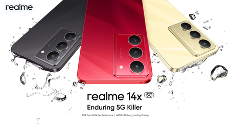 Realme 14x zaprezentowany w Indiach: układ Mediatek 6300, bateria 6000 mAh, stopień ochrony IP69 i odporność na wstrząsy MIL-STD-810H