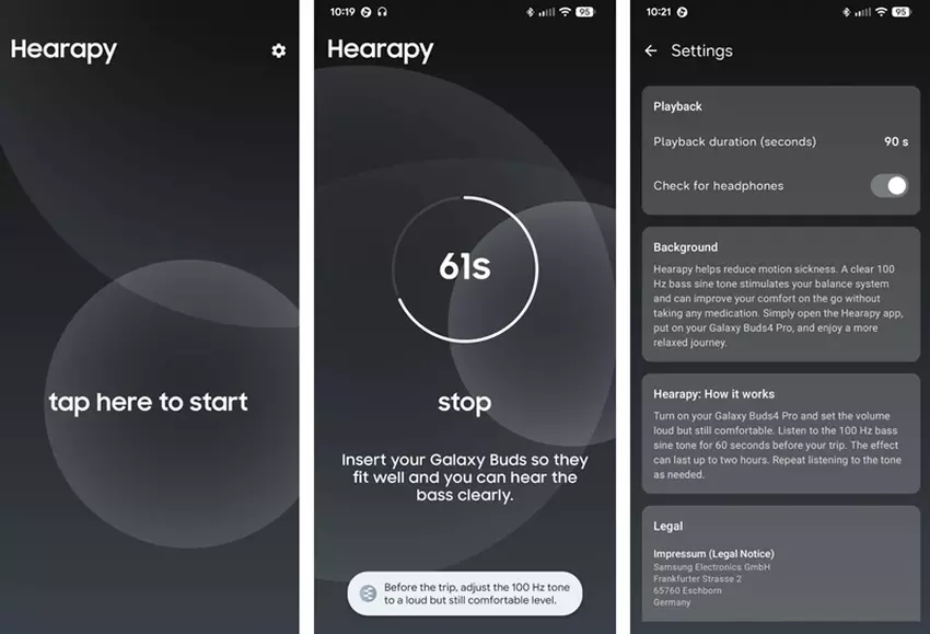 Samsung Hearapy App Screenshot