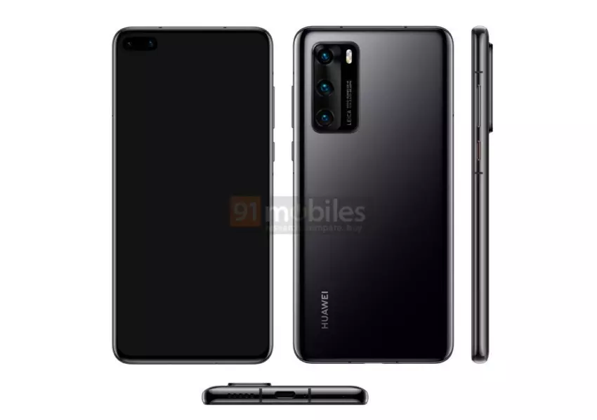 Oficjalne rendery Huawei P40 trafiły do sieci: „nieszczelny” wyświetlacz i potrójna kamera główna na prostokątnej półce