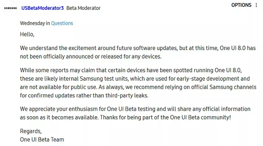 Zrzut ekranu komunikatu USBetaModerator3